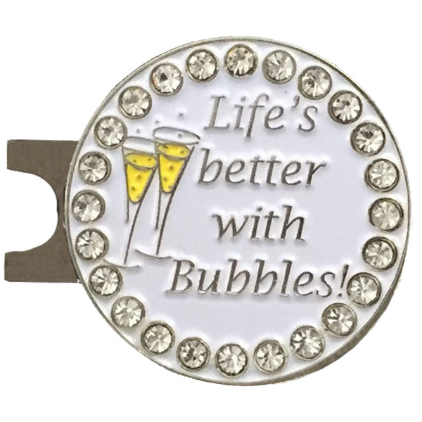 bling life's better with bubbles champagne golf ball marker with a magnetic hat clip