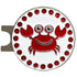 bling red crab golf ball marker with a magnetic hat clip