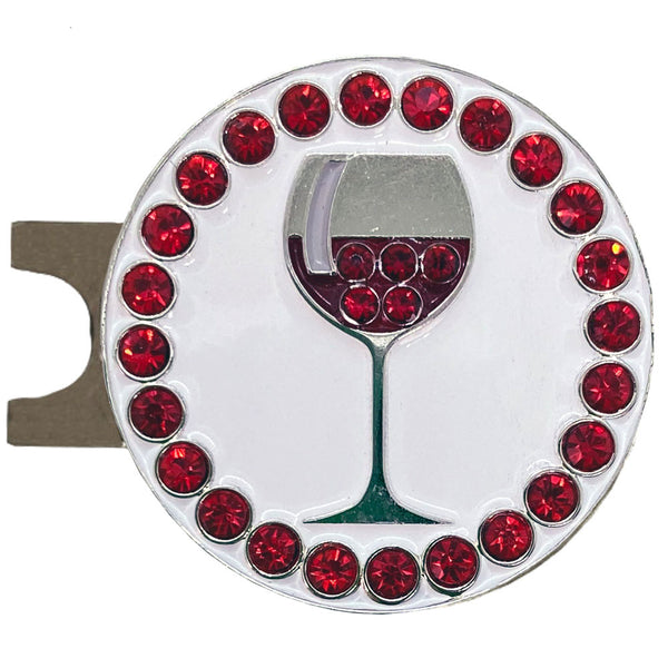 bling red wine golf ball marker with a magnetic hat clip