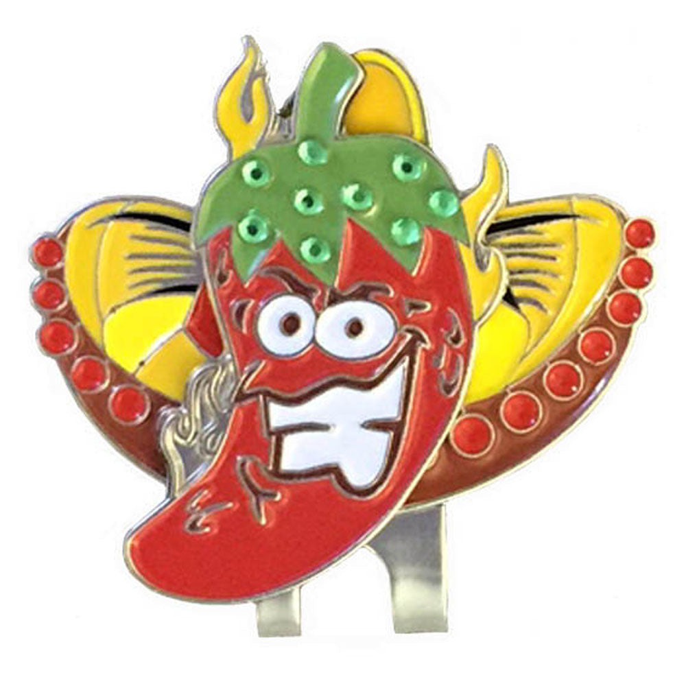 chili pepper golf ball marker on a sombrero hat clip