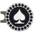 bling black white poker spade golf ball marker on a magnetic hat clip