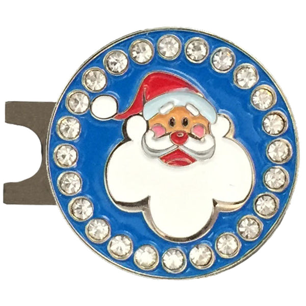 bling santa golf ball marker on a magnetic hat clip