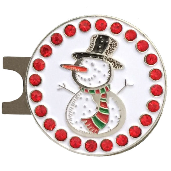 bling snowman golf ball marker with a magnetic hat clip