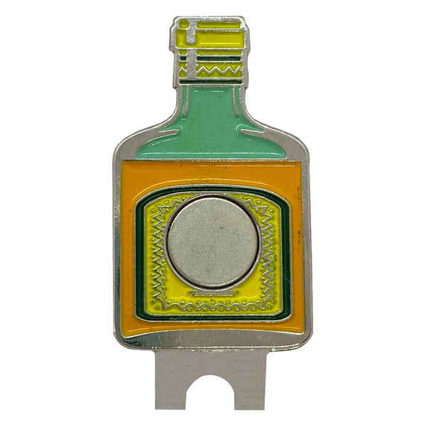 Giggle Golf tequila bottle shaped magnetic hat clip