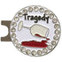 bling tragedy (glass of red wine spilling) golf ball marker on a magnetic hat clip