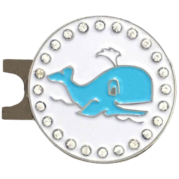 bling blue whale golf ball marker with a magnetic hat clip