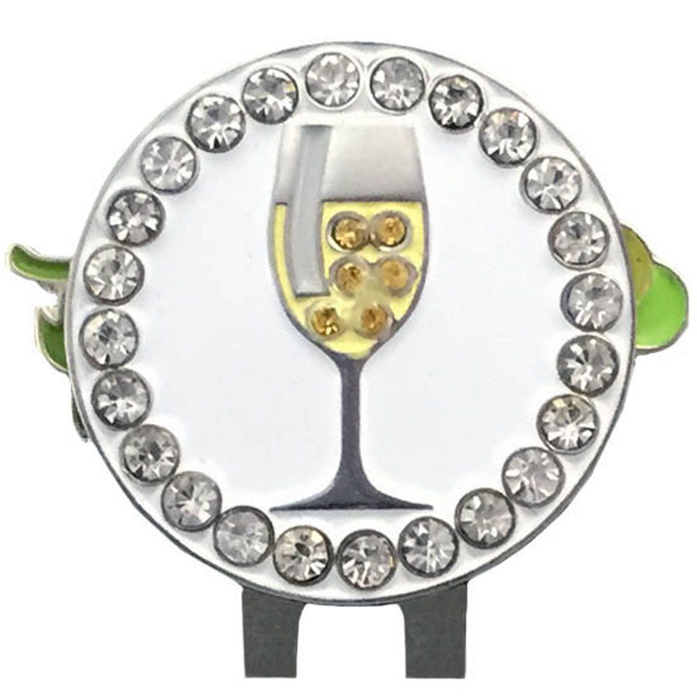 bling white wine golf ball marker on a grapes hat clip