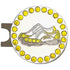 bling yellow and white golf shoes ball marker with a magnetic hat clip