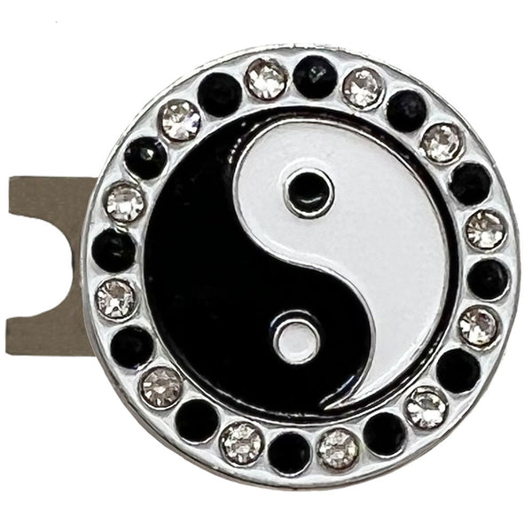 bling yin yang golf ball marker with a magnetic hat clip