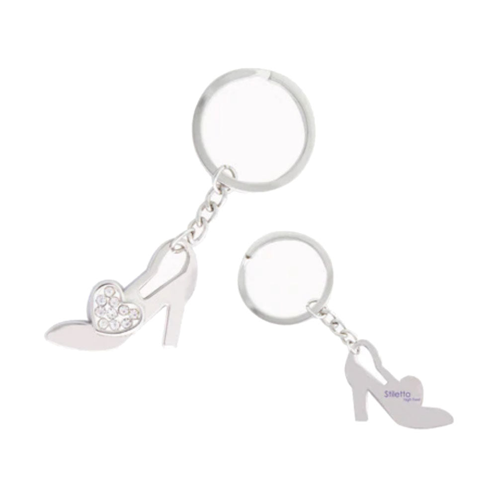 custom metal bling heart high heel key chain