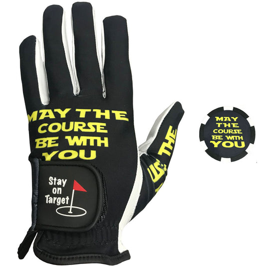 may the course be with men's golf glove with poker chip