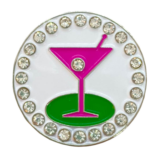 bling 19th hole martini glass golf ball marker only