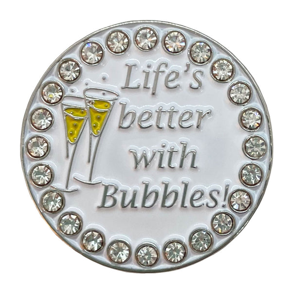 bling champagne life's better with bubbles golf ball marker only