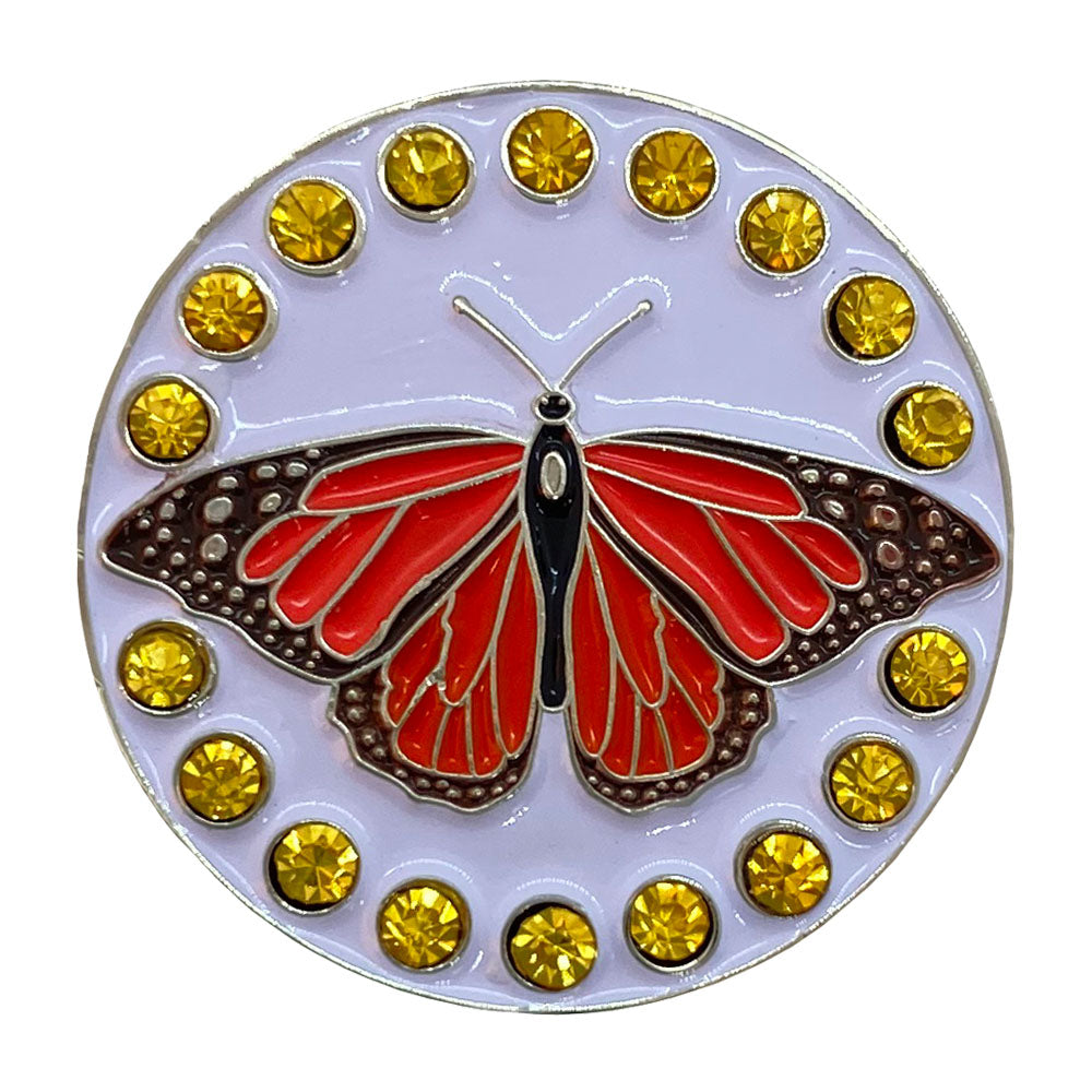 bling orange butterfly golf ball marker only