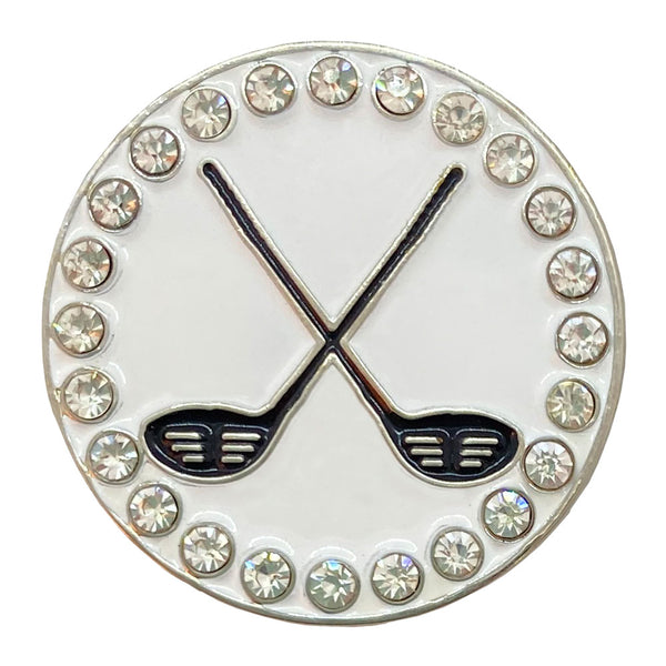 bling black crossed (golf) clubs golf ball marker only
