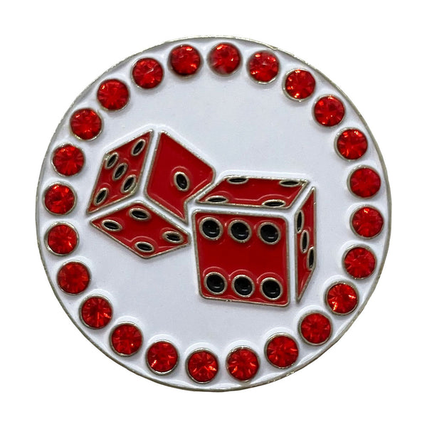 bling red dice golf ball marker only
