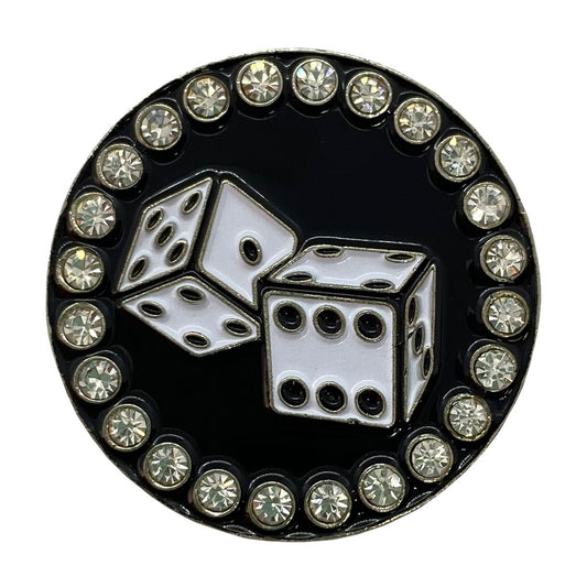 bling white dice golf ball marker only