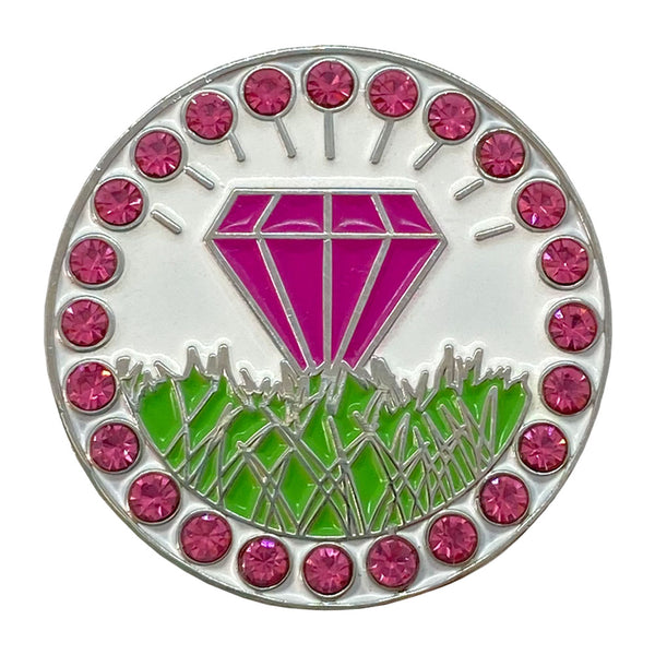 bling pink diamond in the rough golf ball marker only