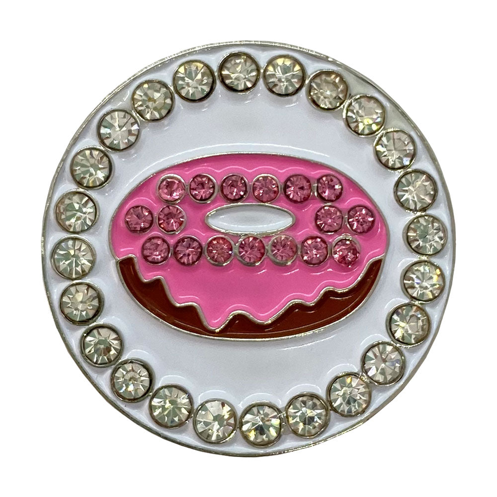 Pink frosted donut marker with crystal accents make this cute and sparkly design a favorite for women golfers.