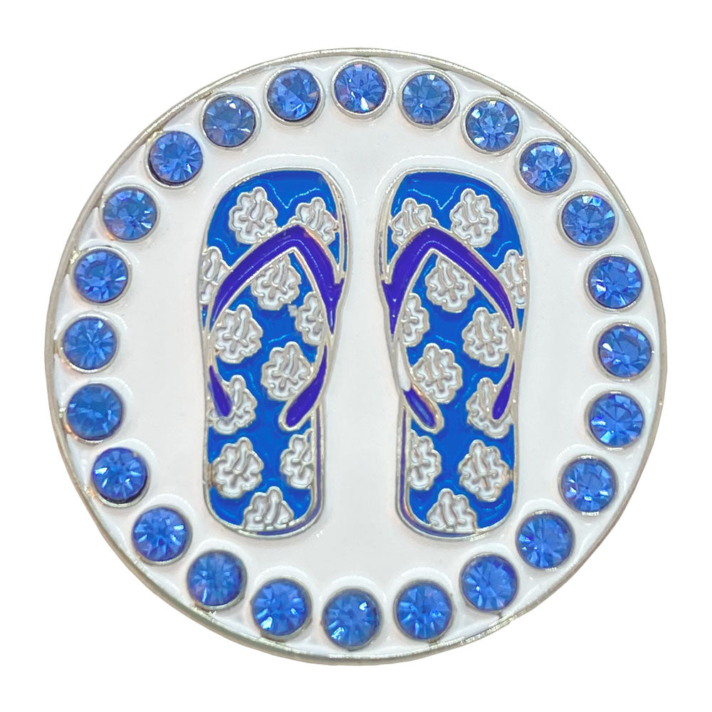 bling blue flip flops golf ball marker only