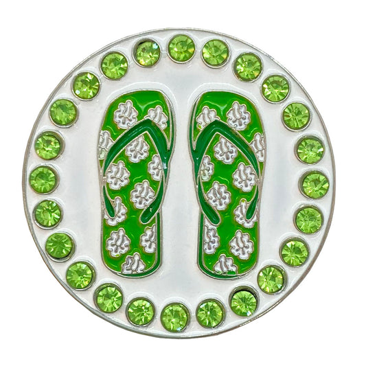 bling green flip flops golf ball marker only