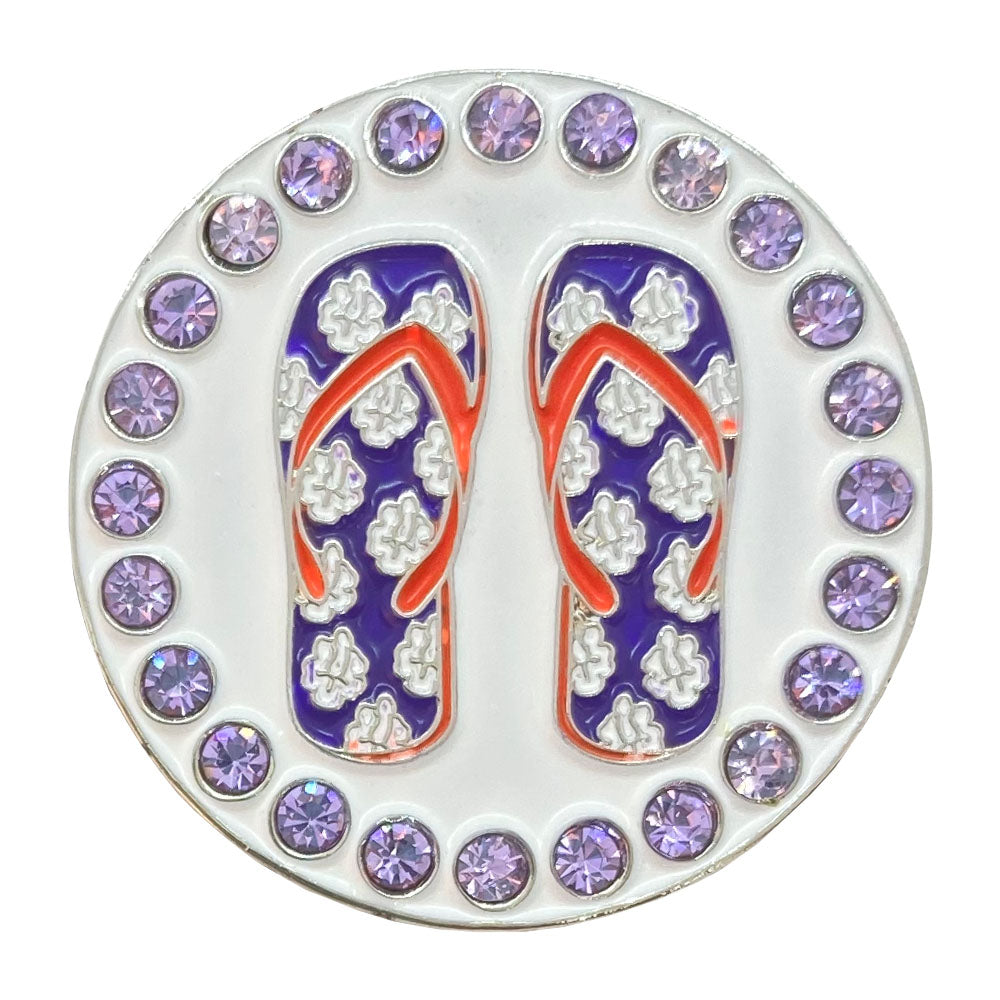 bling purple flip flops golf ball marker only