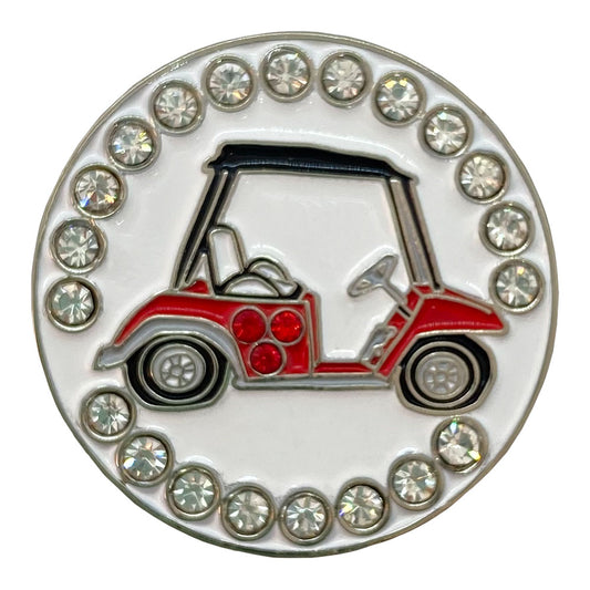 bling red & black golf cart golf ball marker only