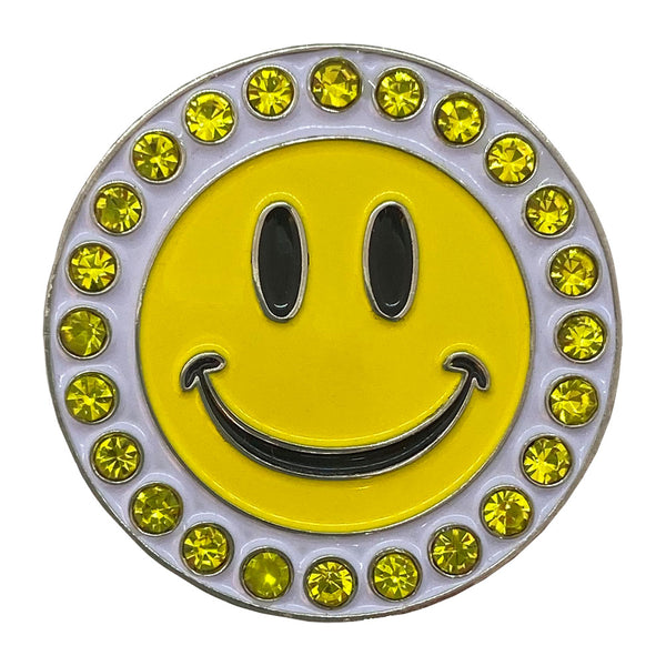 bling yellow smiley face golf ball marker only