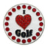 Bling I Love Golf Ball Marker Only With Red Heart