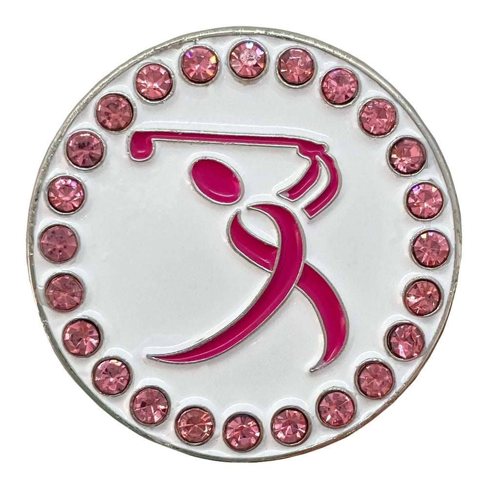 bling pink ribbon golfer ball marker only