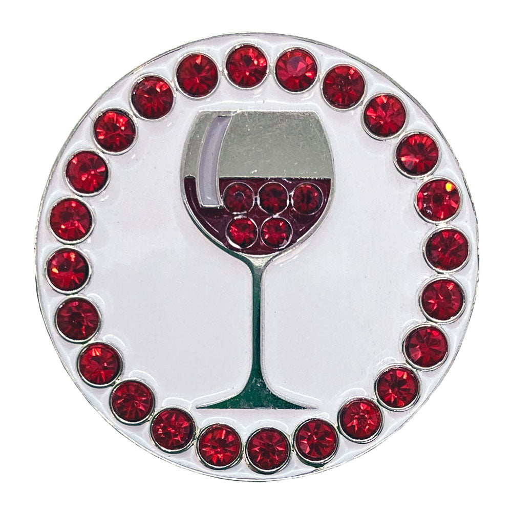 bling glass of red wine golf ball marker