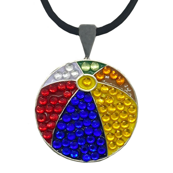 bling colorful beach ball golf ball marker necklace