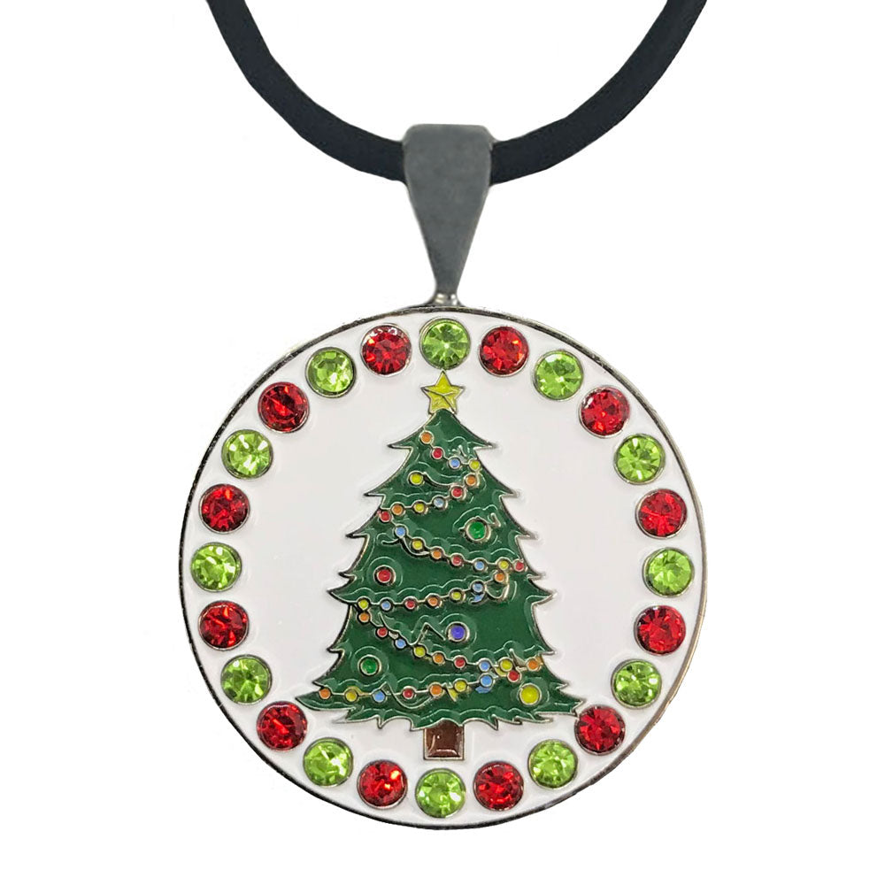 bling christmas tree golf ball marker necklace