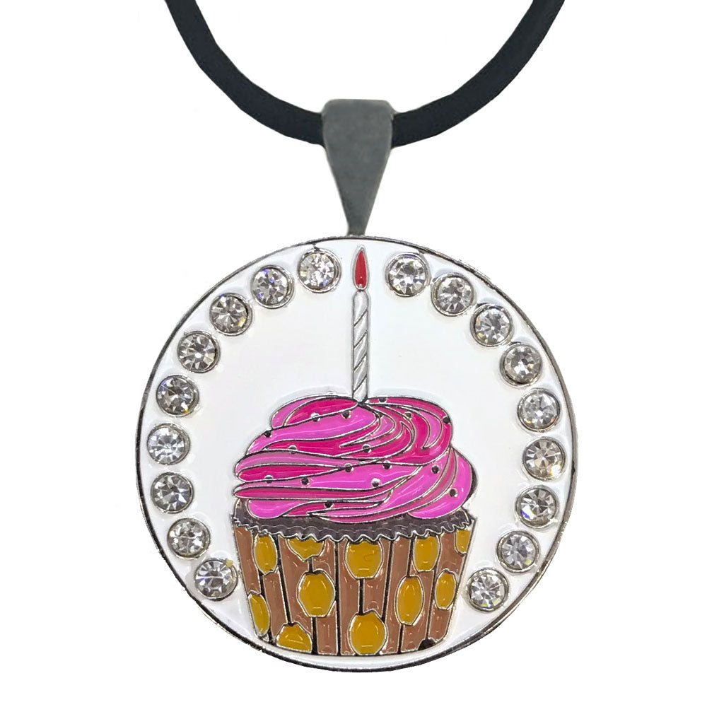 bling cupcake golf ball marker necklace