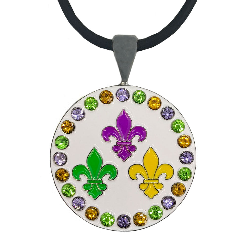 bling fleur-de-lis golf ball marker necklace