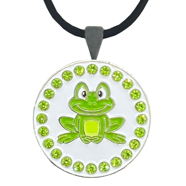Giggle Golf Green Frog Ball Marker With Necklace