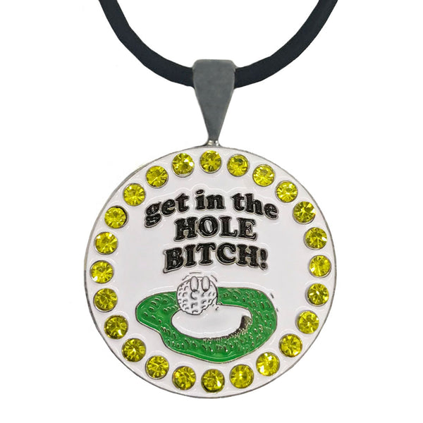 bling get in the hole golf ball marker necklace