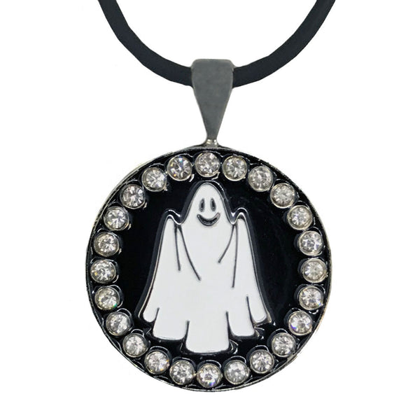 a bling ghost golf ball marker necklace