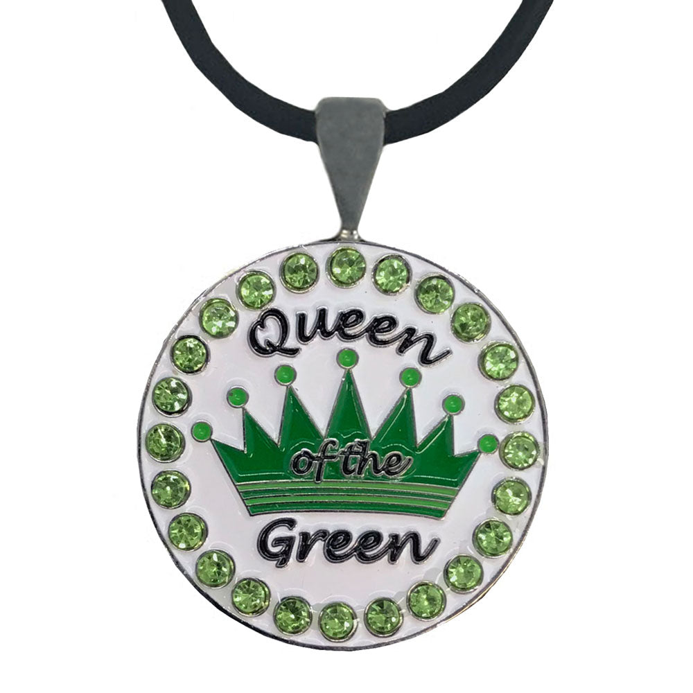 bling green queen of the green golf ball marker necklace