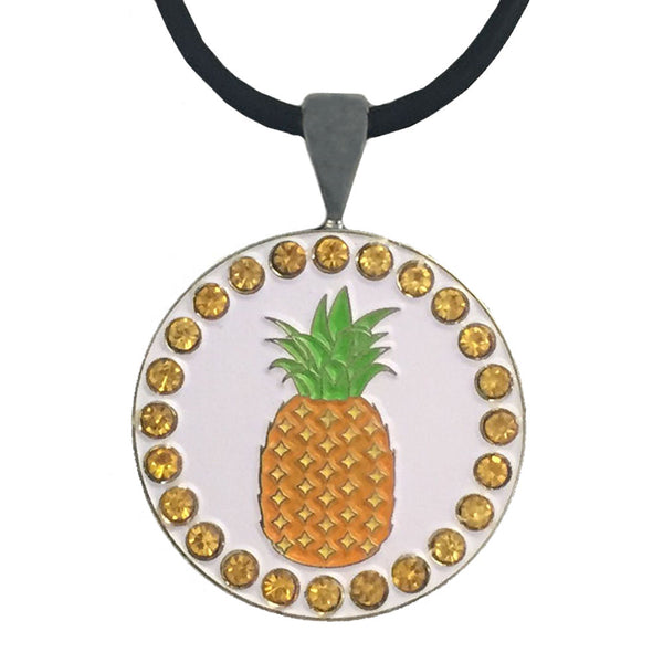 bling pineapple golf ball marker necklace