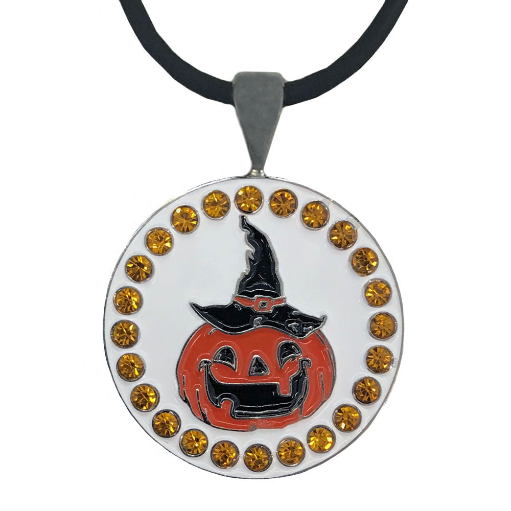 bling pumpkin golf ball marker necklace