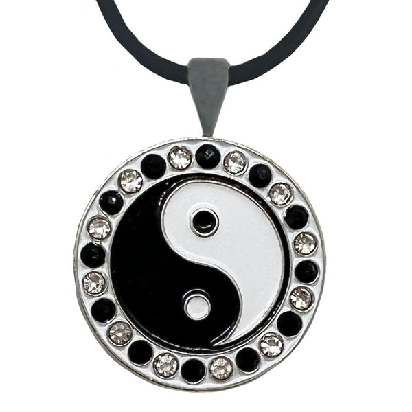 bling yin yang golf ball marker on a magnetic necklace