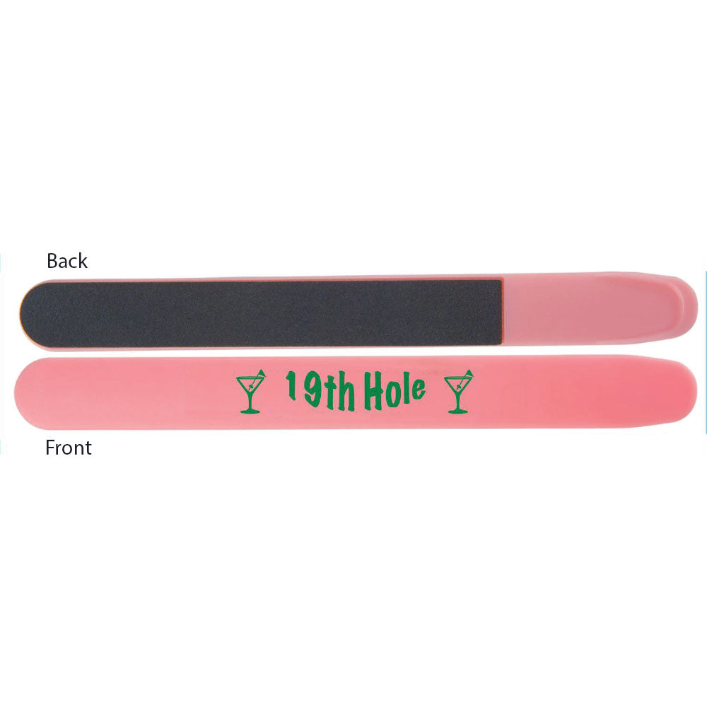 pink 19th hole golf nail file