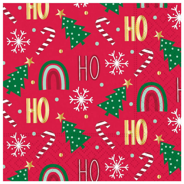Red Happy Christmas Icons Cocktail Napkins