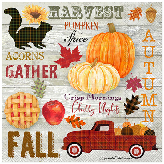 Autumn Word Play Cocktail Napkins