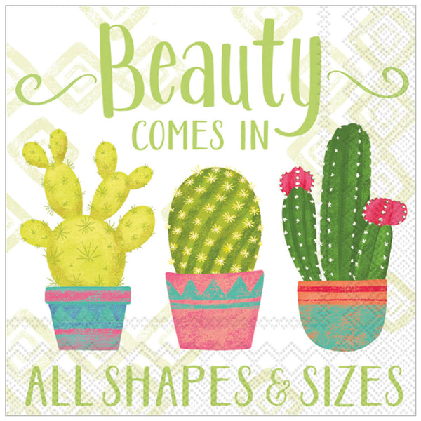 cactus beauty comes in all shaped & sizes cocktail napkins 5" x 5"