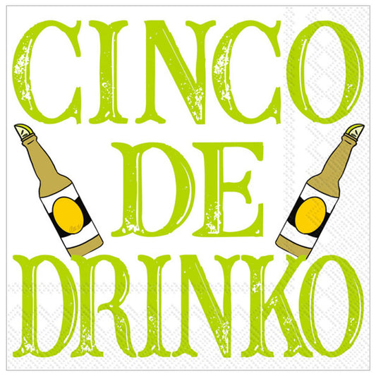 cinco de drinko cocktail napkins 5" x 5"