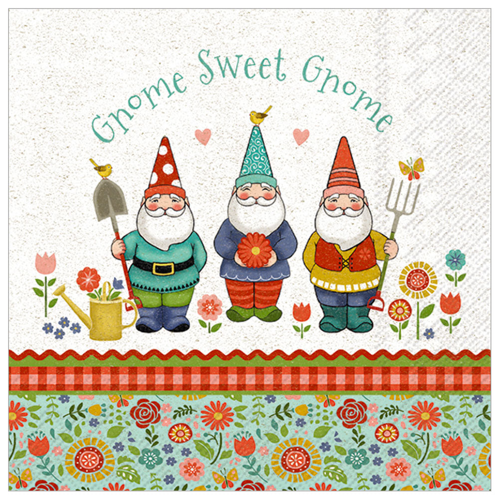 gnome sweet gnome cocktail napkins 5" x 5"