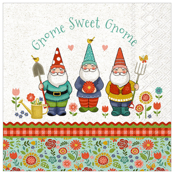 gnome sweet gnome cocktail napkins 5" x 5"