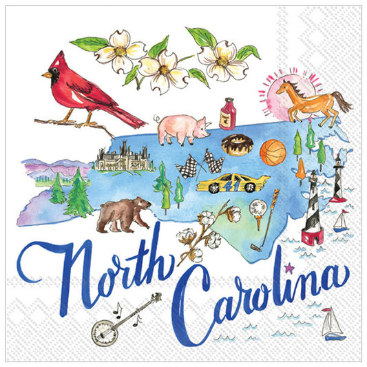 north carolina state cocktail napkins 5" x 5"